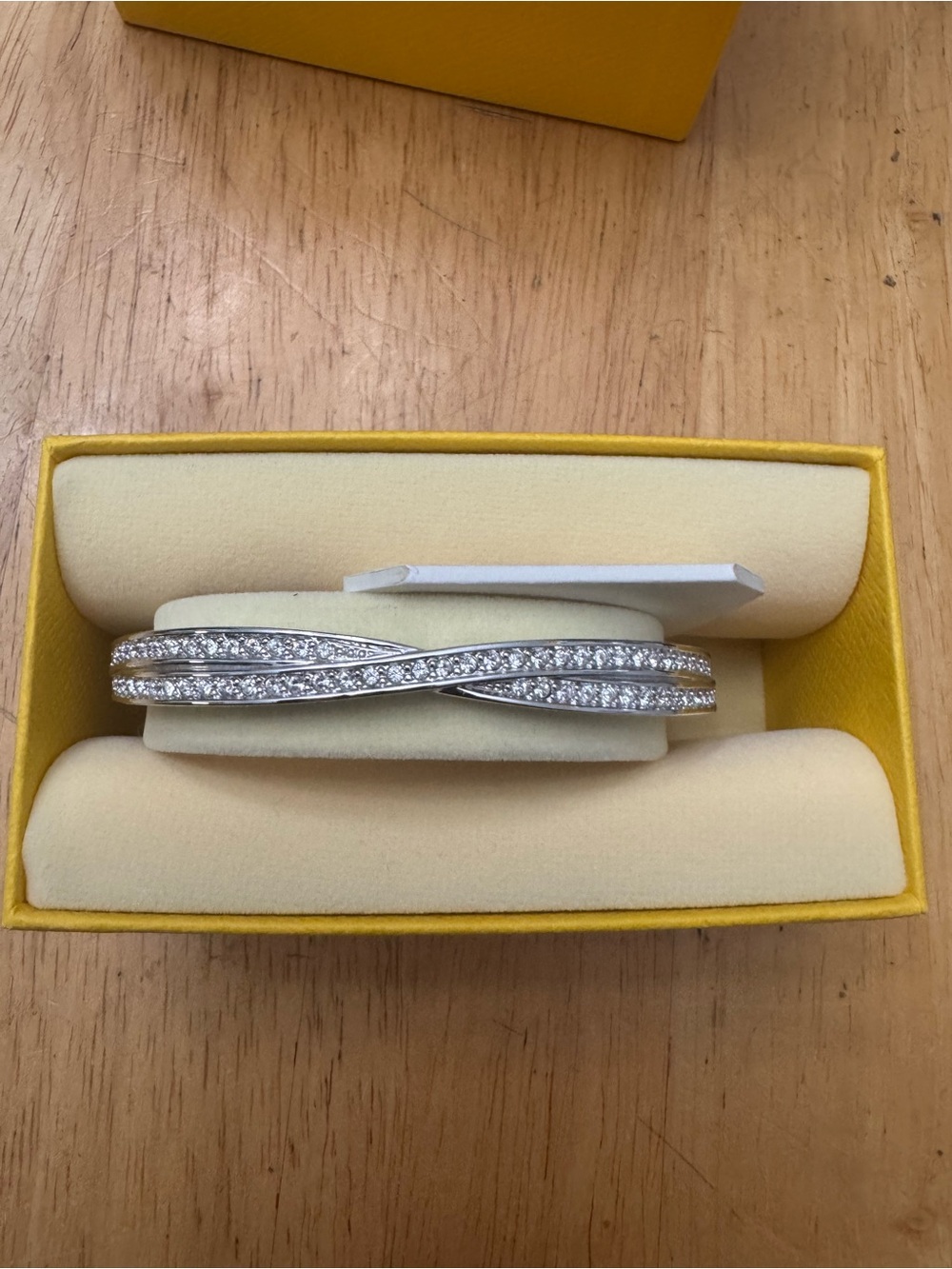 Swarovski Silver-Tone Crystal Twist Bangle Bracelet - Women Jewelry